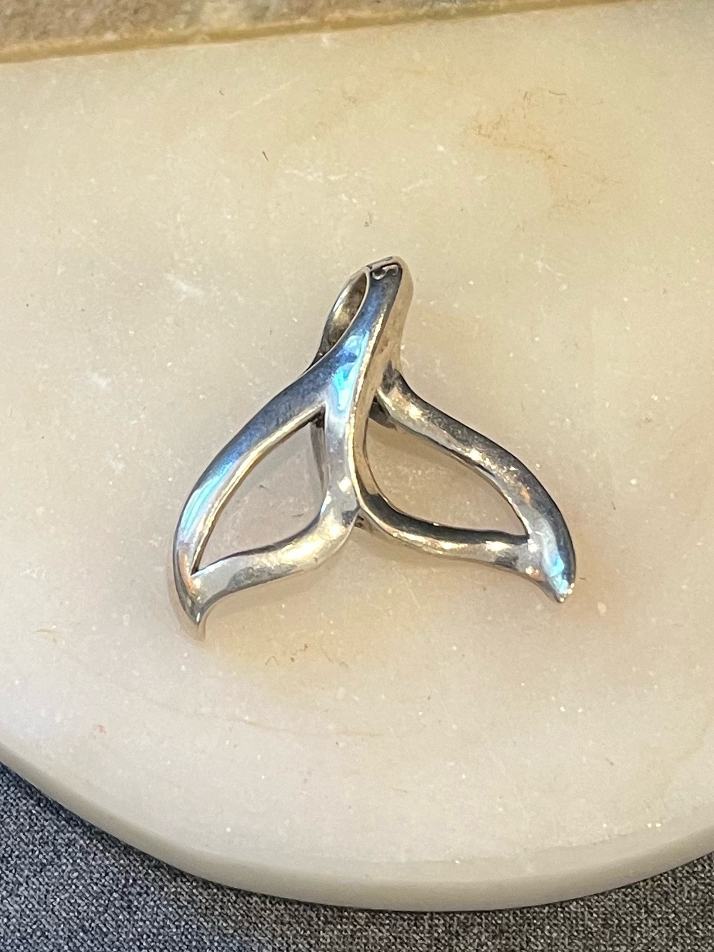 Sterling Silver Whale Tail Pendant - Silver